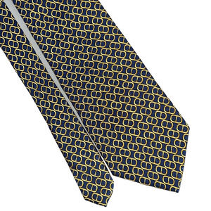 Brooks Brothers Silk Navy Blue Gold Print Tie 60+